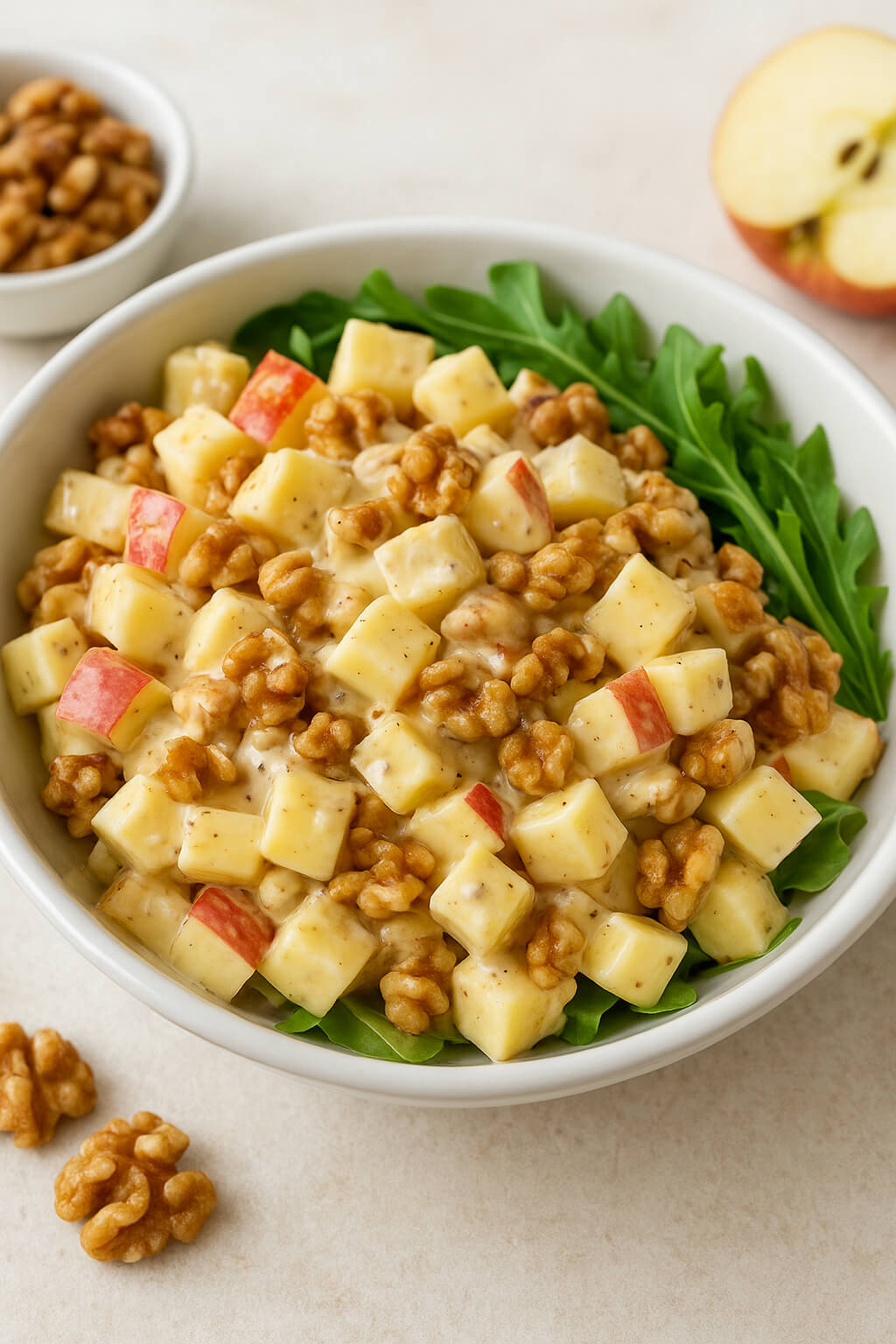 Salade de pommes, noix et fromage